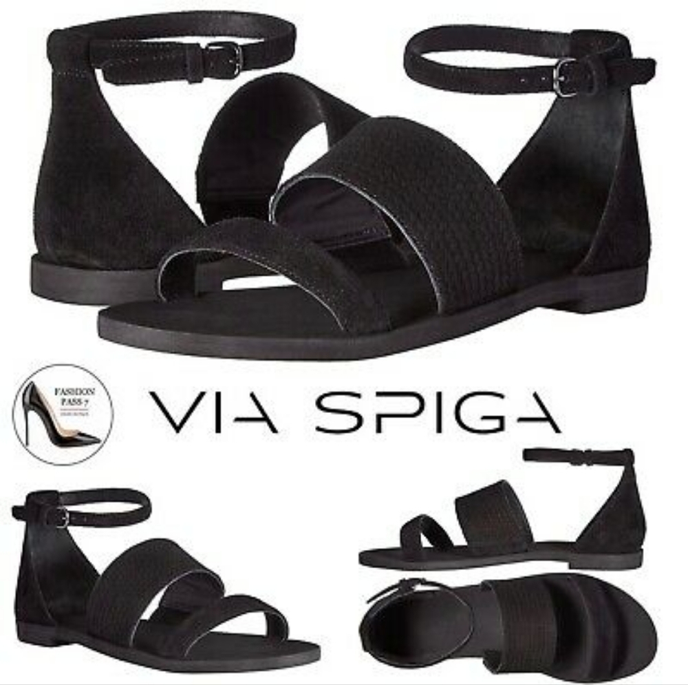 Via Spiga Black Suede Sandals